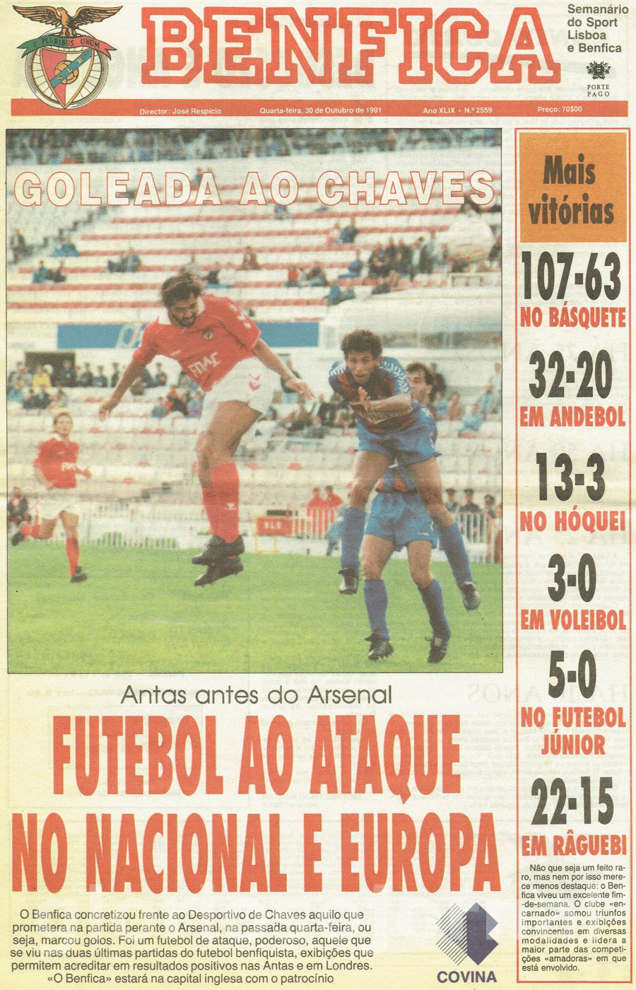 jornal o benfica 2559 1991-10-30